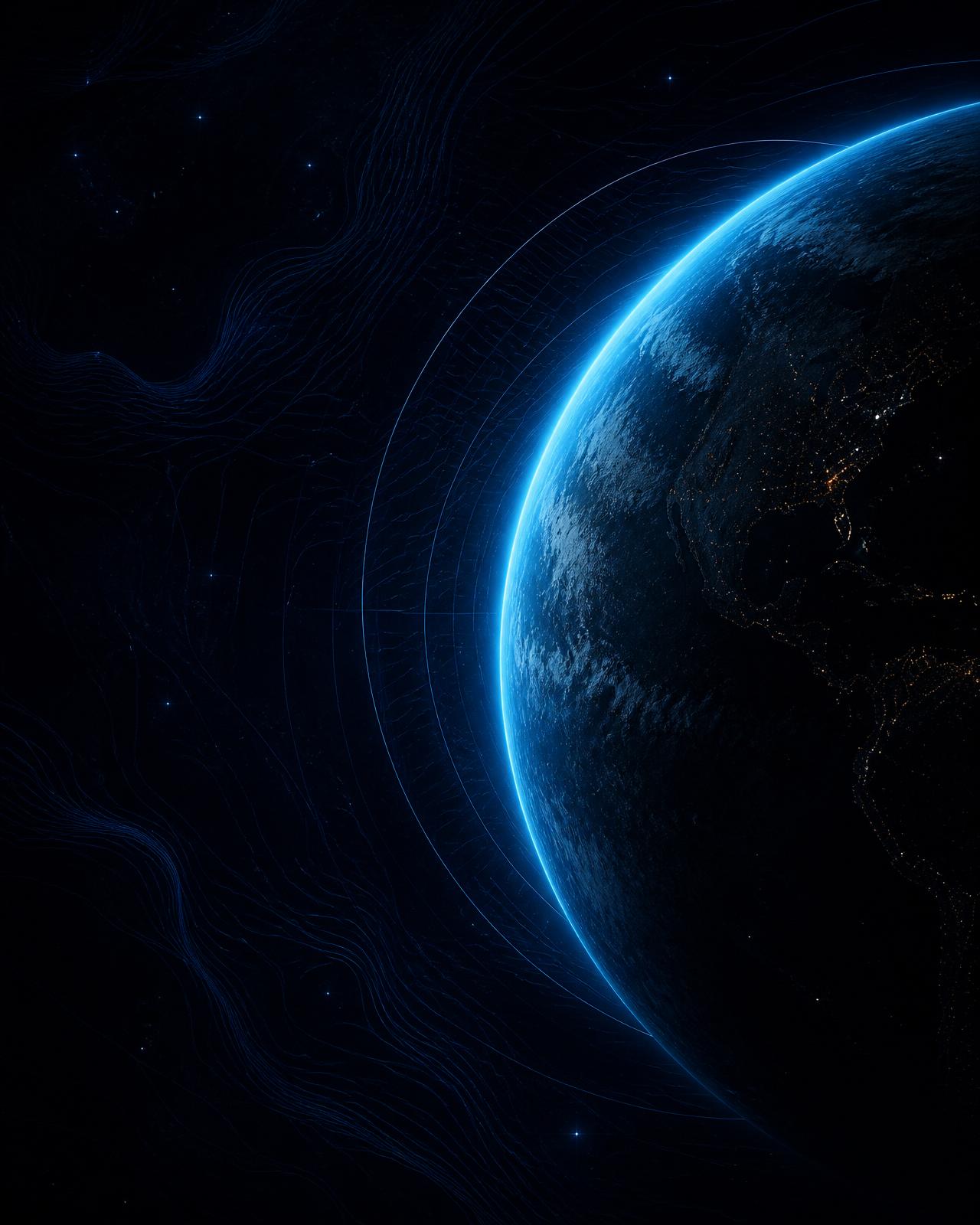 Sunrise breaking over the curve of a planet
